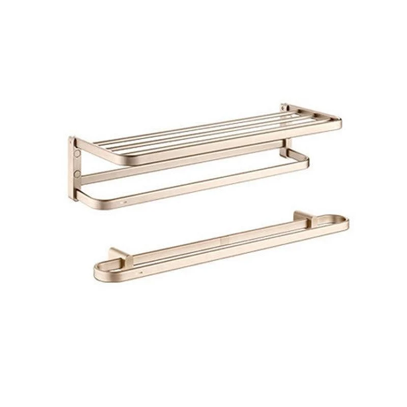 Golden Modern Bathroom Accessory Set Polished Brass Bath Shelf/Towel Bar/Robe Hooks -Bathlova