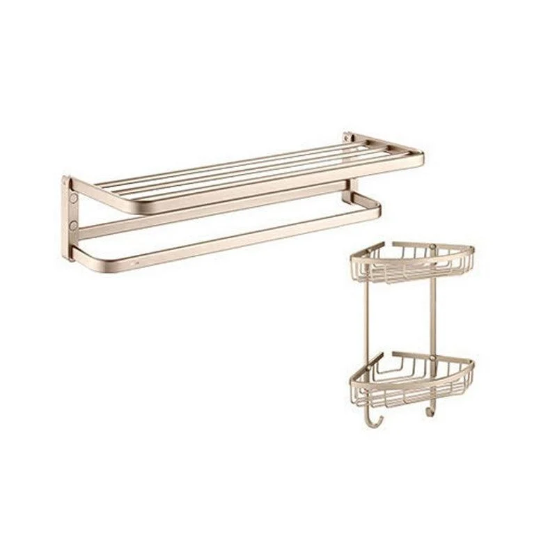 Golden Modern Bathroom Accessory Set Polished Brass Bath Shelf/Towel Bar/Robe Hooks -Bathlova