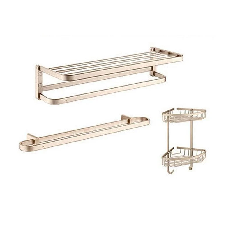 Golden Modern Bathroom Accessory Set Polished Brass Bath Shelf/Towel Bar/Robe Hooks -Bathlova