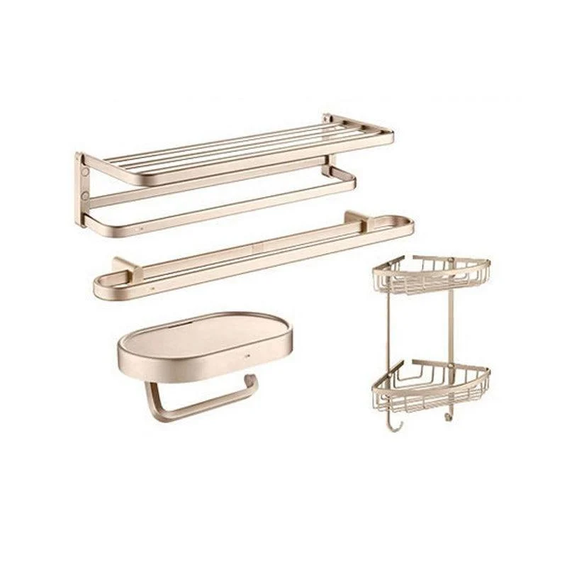 Golden Modern Bathroom Accessory Set Polished Brass Bath Shelf/Towel Bar/Robe Hooks -Bathlova