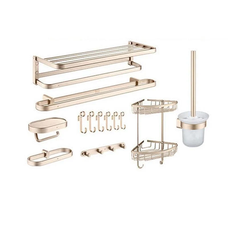 Golden Modern Bathroom Accessory Set Polished Brass Bath Shelf/Towel Bar/Robe Hooks -Bathlova