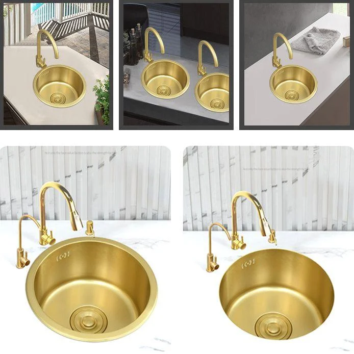 Golden Round Stainless Steel Drop-In Kitchen Sink with Drain Assembly -Bathlova