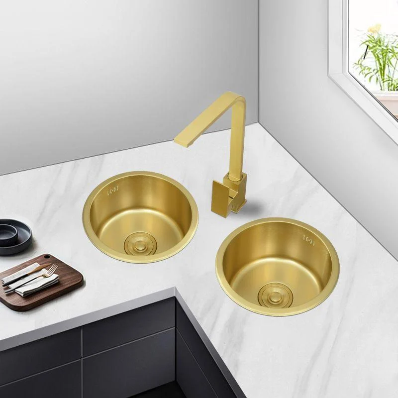 Golden Round Stainless Steel Drop-In Kitchen Sink with Drain Assembly -Bathlova