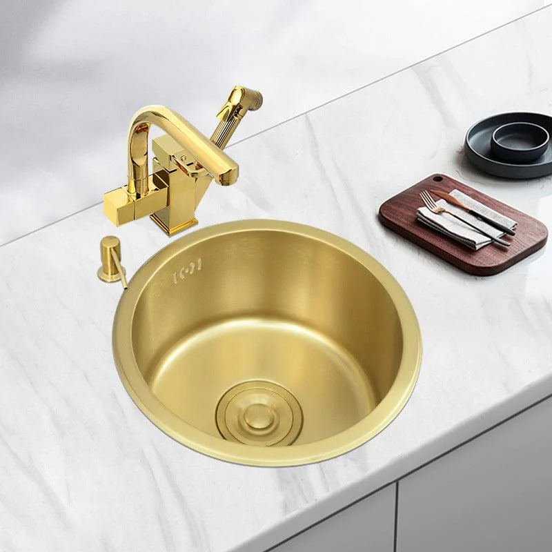 Golden Round Stainless Steel Drop-In Kitchen Sink with Drain Assembly -Bathlova