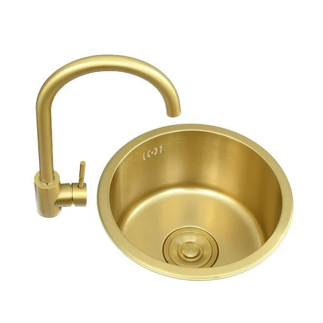 Golden Round Stainless Steel Drop-In Kitchen Sink with Drain Assembly -Bathlova