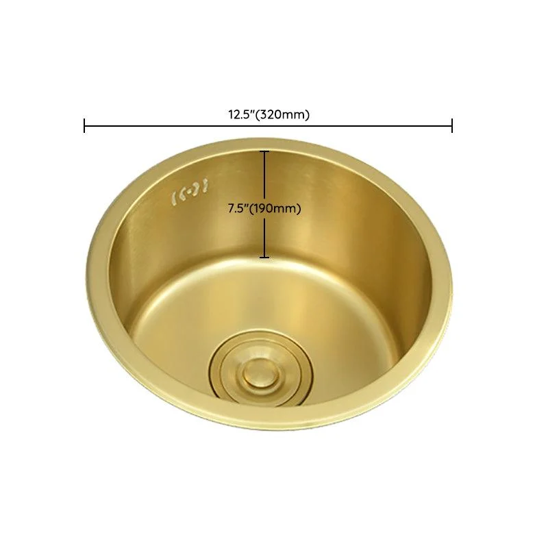 Golden Round Stainless Steel Drop-In Kitchen Sink with Drain Assembly -Bathlova