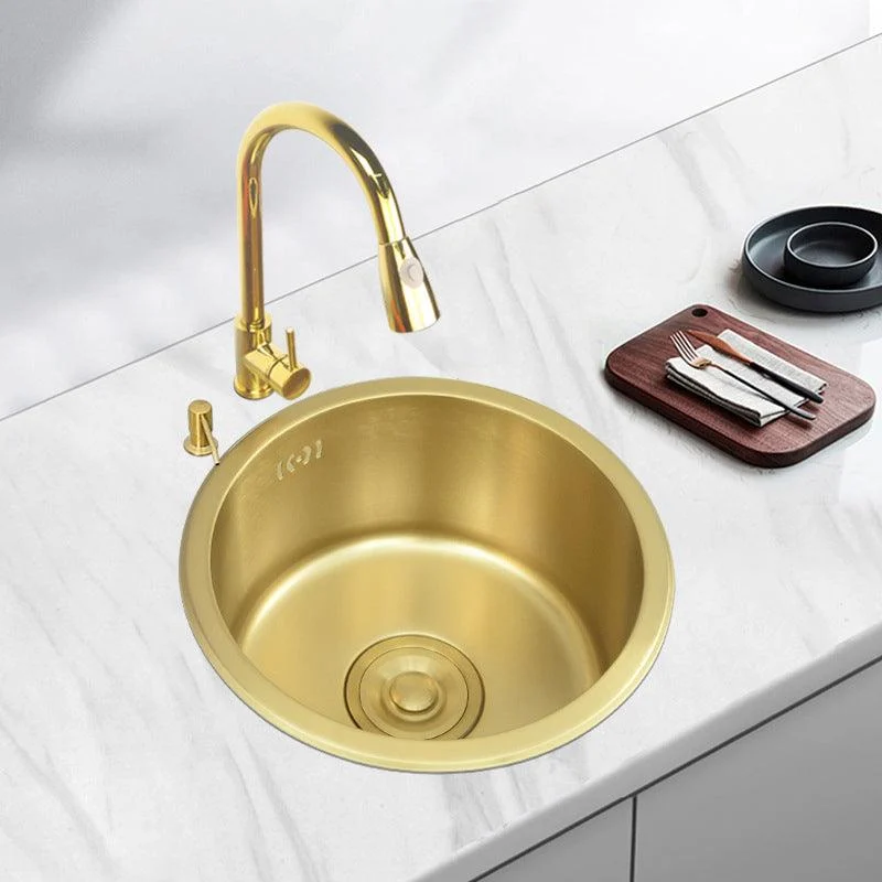 Golden Round Stainless Steel Drop-In Kitchen Sink with Drain Assembly -Bathlova