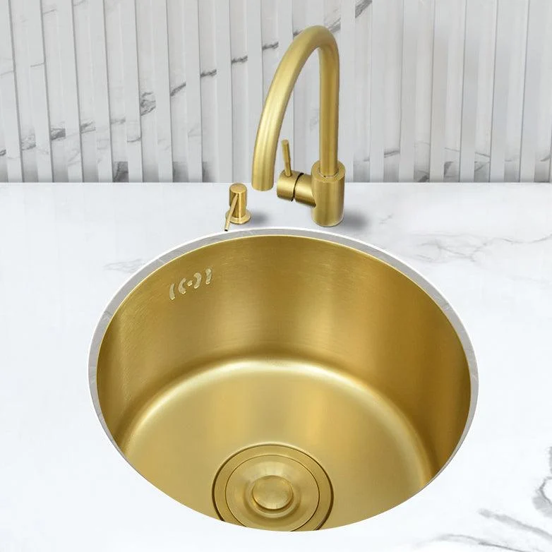 Golden Round Stainless Steel Drop-In Kitchen Sink with Drain Assembly -Bathlova