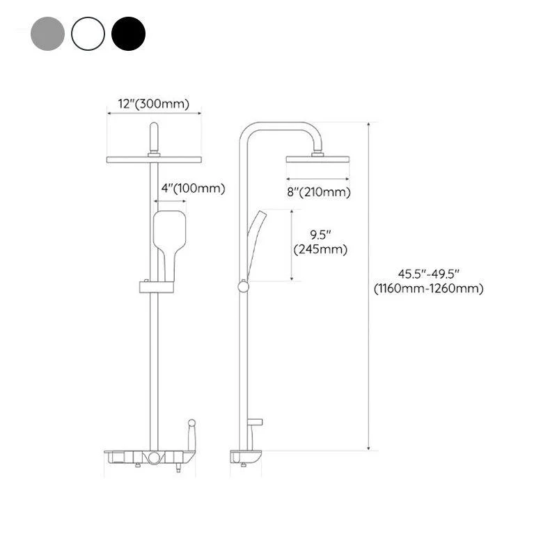 Grey Shower Set Thermostatic Button Intelligent Digital Display Bathroom Rain Shower Head -Bathlova