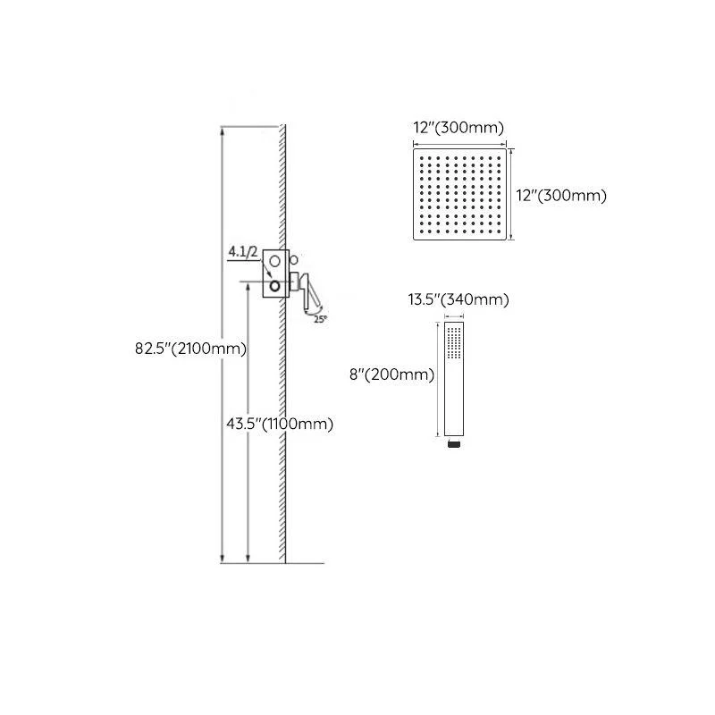 Grey Shower System Lever Handle Temperature Control Square Ceiling Mount Shower Set -Bathlova