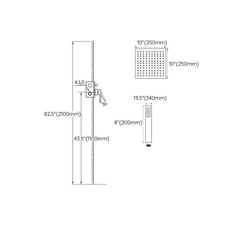 Grey Shower System Lever Handle Temperature Control Square Ceiling Mount Shower Set -Bathlova