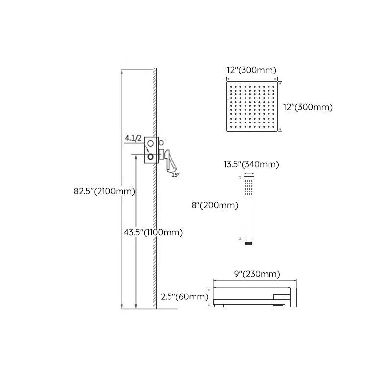 Grey Shower System Lever Handle Temperature Control Square Ceiling Mount Shower Set -Bathlova