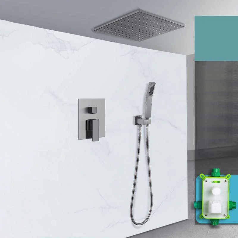 Grey Shower System Lever Handle Temperature Control Square Ceiling Mount Shower Set -Bathlova