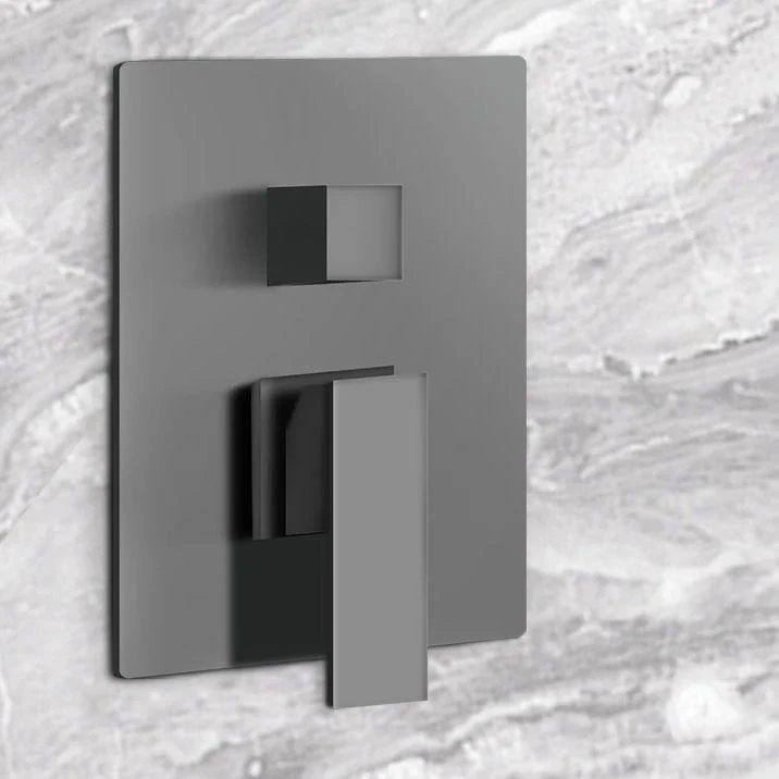 Grey Shower System Lever Handle Temperature Control Square Ceiling Mount Shower Set -Bathlova