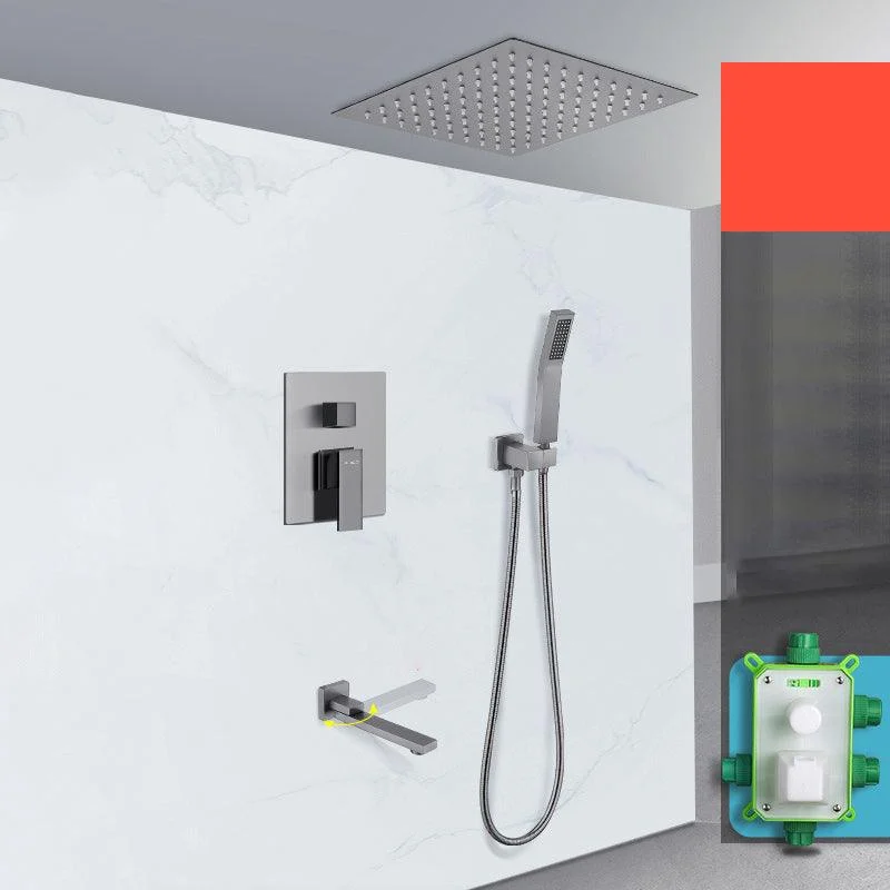 Grey Shower System Lever Handle Temperature Control Square Ceiling Mount Shower Set -Bathlova