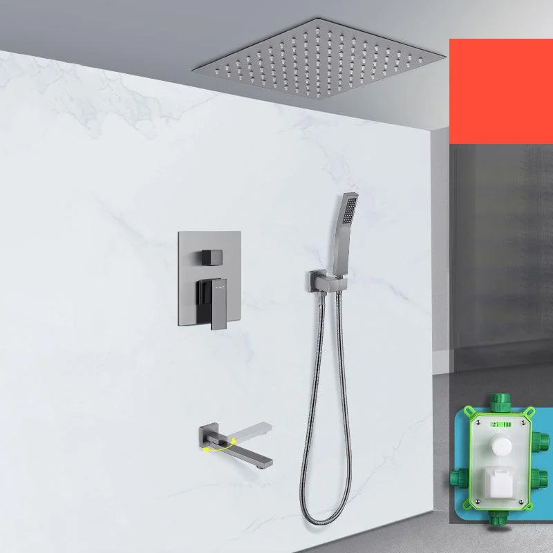 Grey Shower System Lever Handle Temperature Control Square Ceiling Mount Shower Set -Bathlova