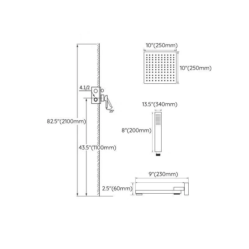 Grey Shower System Lever Handle Temperature Control Square Ceiling Mount Shower Set -Bathlova