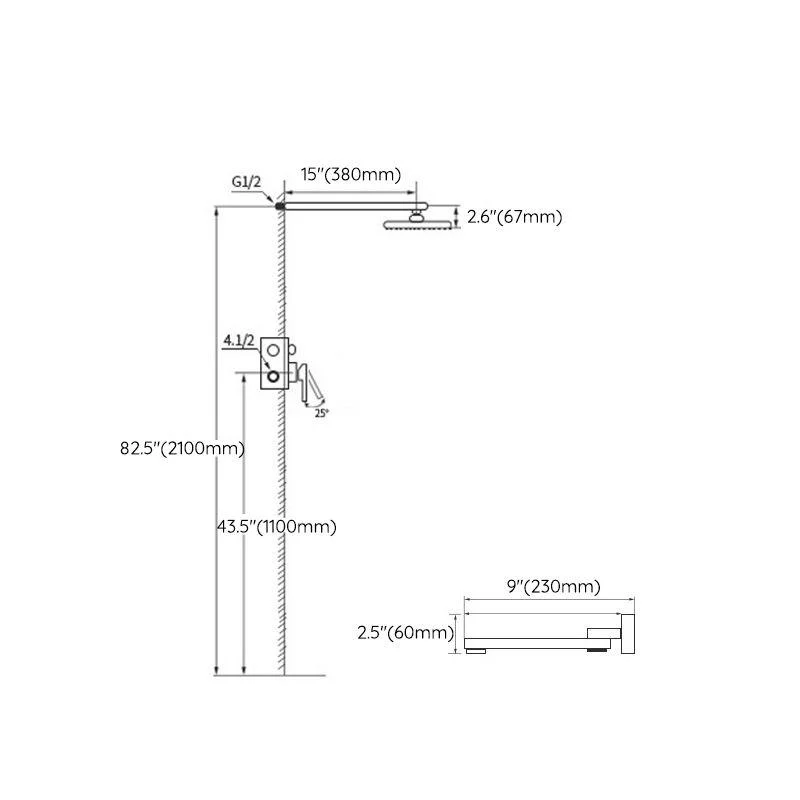 Grey Shower System Lever Handle Temperature Control Square Ceiling Mount Shower Set -Bathlova