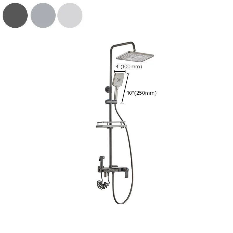 Grey Shower System Square Handheld Shower Head Wall Mounted Rain Shower System -Bathlova