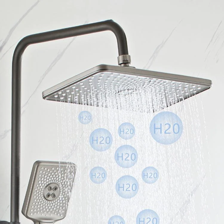 Grey Shower System Square Handheld Shower Head Wall Mounted Rain Shower System -Bathlova