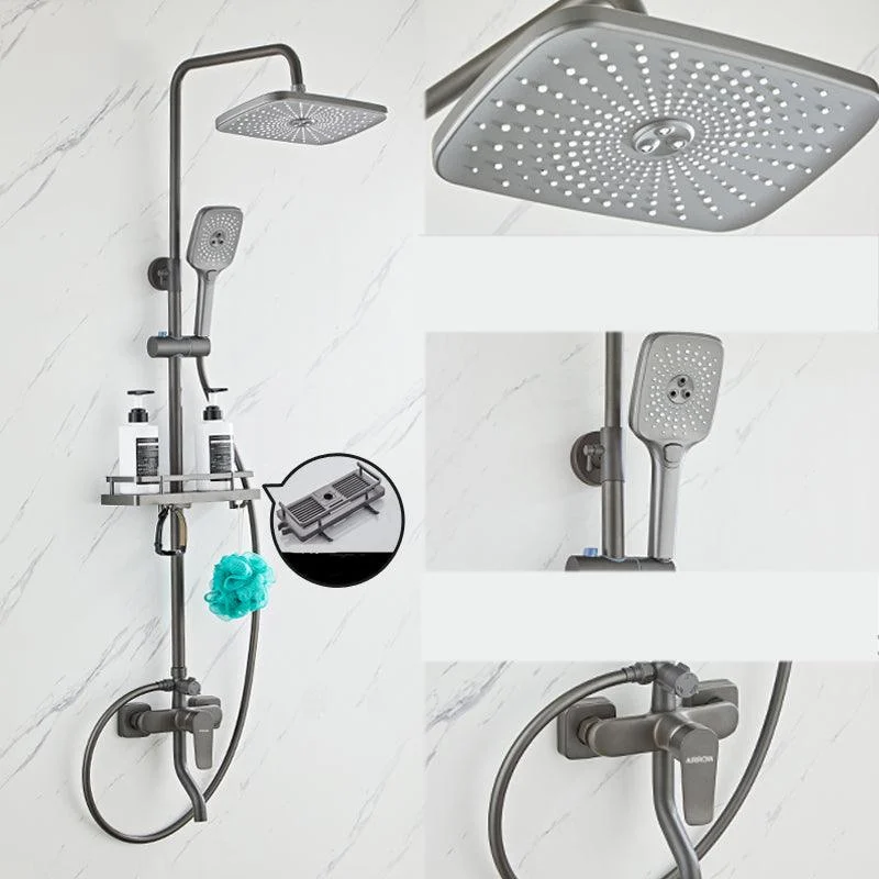 Grey Shower System Square Handheld Shower Head Wall Mounted Rain Shower System -Bathlova