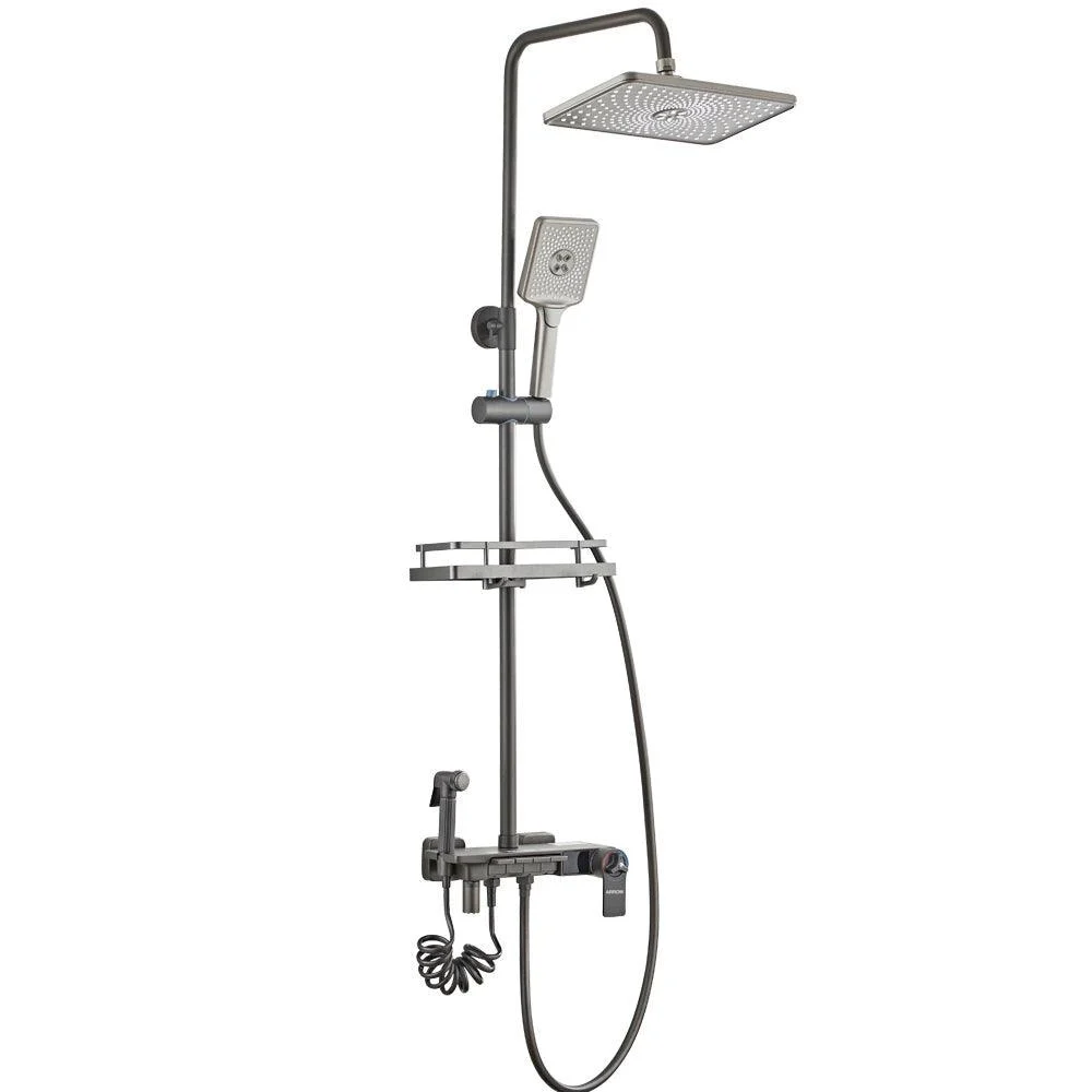 Grey Shower System Square Handheld Shower Head Wall Mounted Rain Shower System -Bathlova