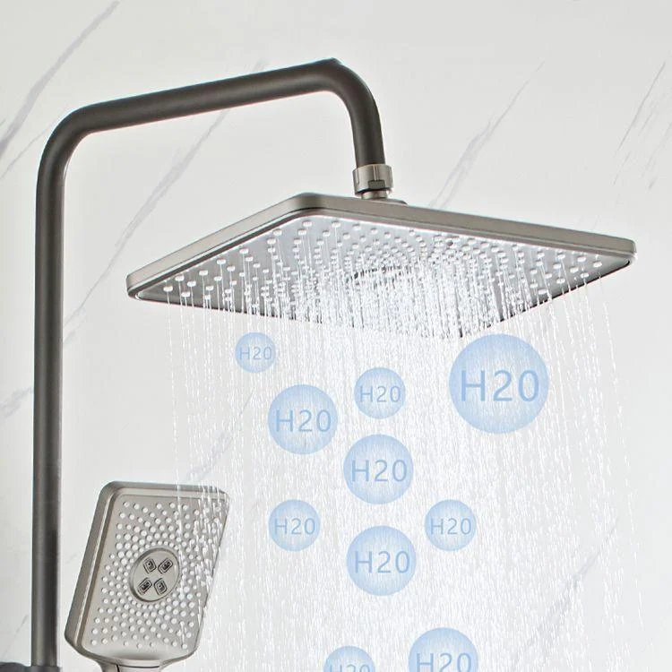 Grey Shower System Square Handheld Shower Head Wall Mounted Rain Shower System -Bathlova