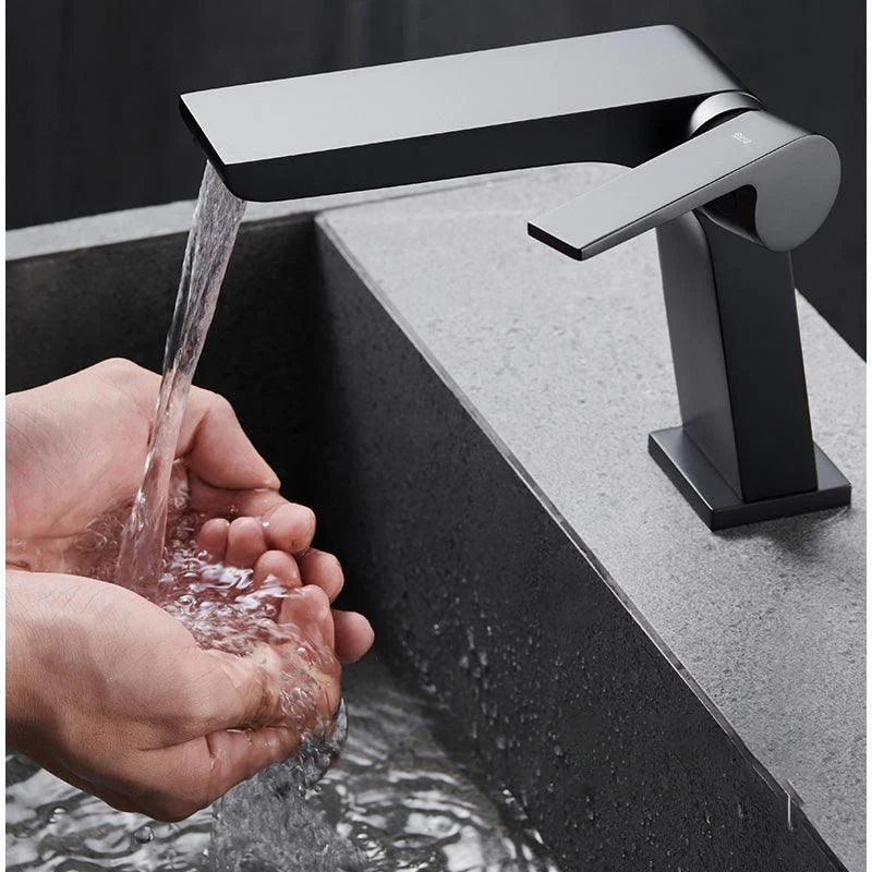 Gun Grey Basin Tap Brass Bathroom Basin Waterfall Water Mixer Tap -Bathlova