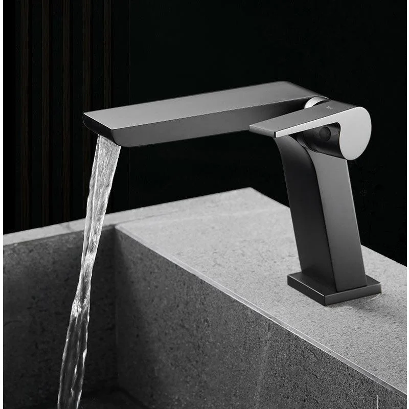 Gun Grey Basin Tap Brass Bathroom Basin Waterfall Water Mixer Tap -Bathlova