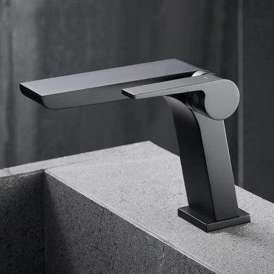 Gun Grey Basin Tap Brass Bathroom Basin Waterfall Water Mixer Tap -Bathlova