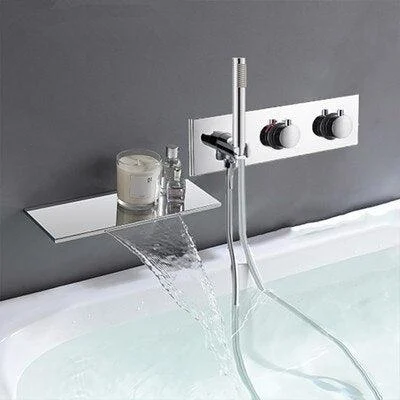 Gun Grey Brass Bathtub Shower Tap Set Hot and Cold Mixer Crane Tap -Bathlova