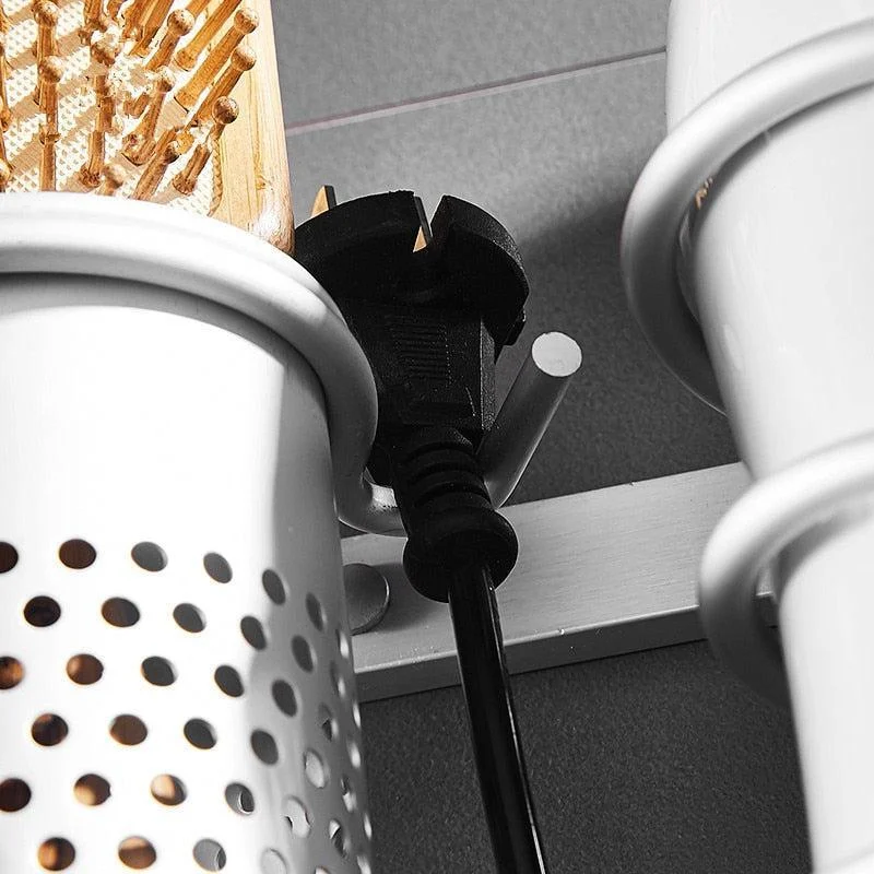 Hair Dryer Holder Space Bathroom Wallshelf Hair Dryer Rack with Basket -Bathlova