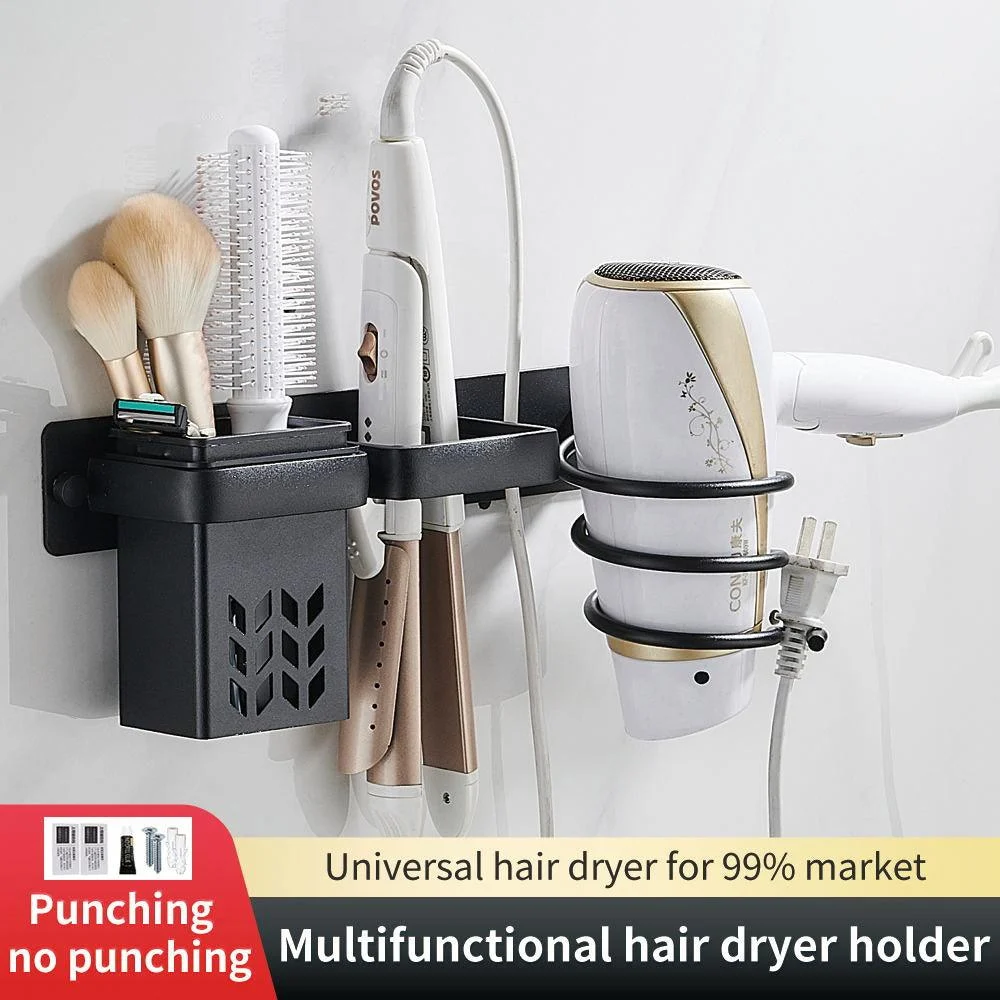 Hair Dryer Organizer Rack Bathroom Hairdryer And Straightener Holder -Bathlova