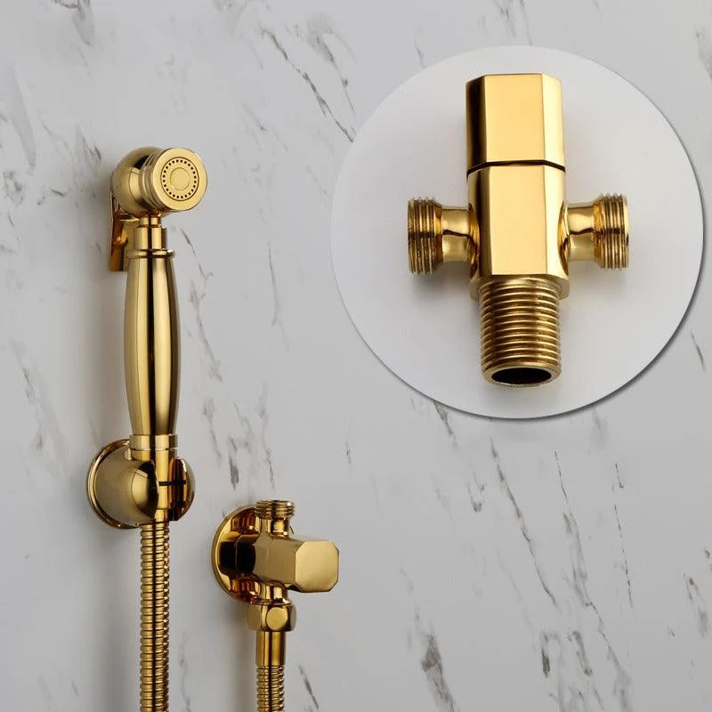 Hand Held Bidet Sprayer Titanium Gold Solid Brass Toilet Douche Kit -Bathlova