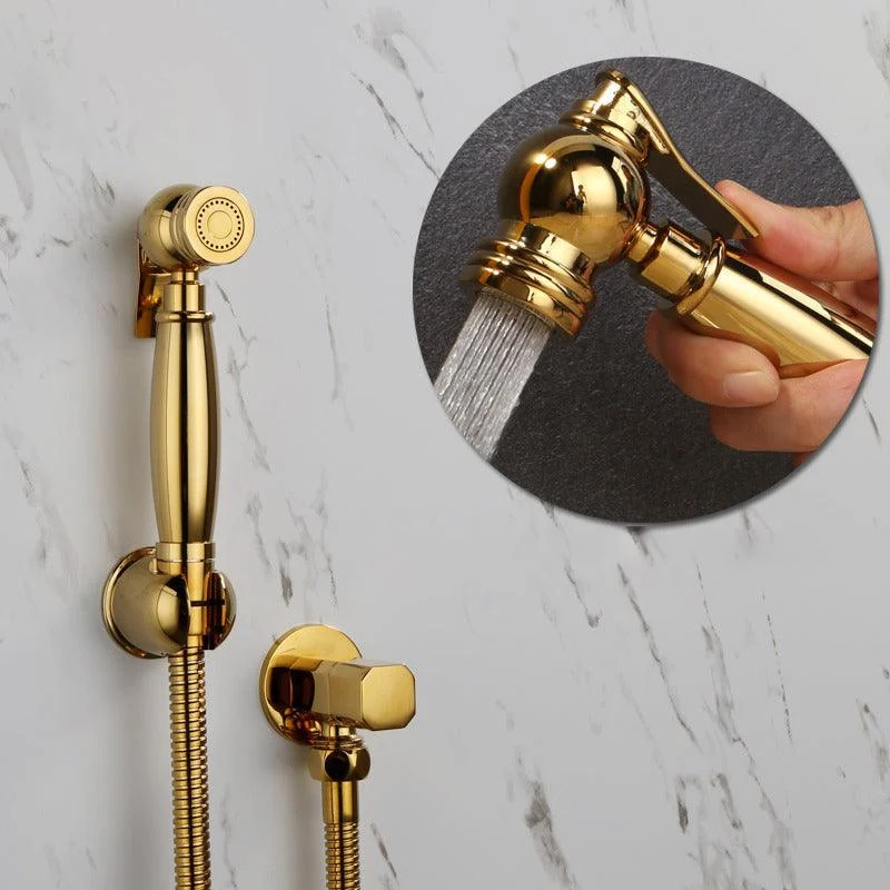 Hand Held Bidet Sprayer Titanium Gold Solid Brass Toilet Douche Kit -Bathlova