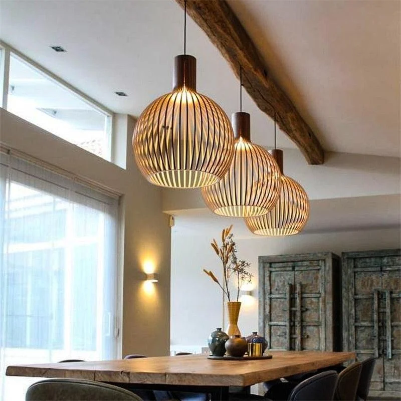 Handcrafted Wood Pendant Lights -Bathlova