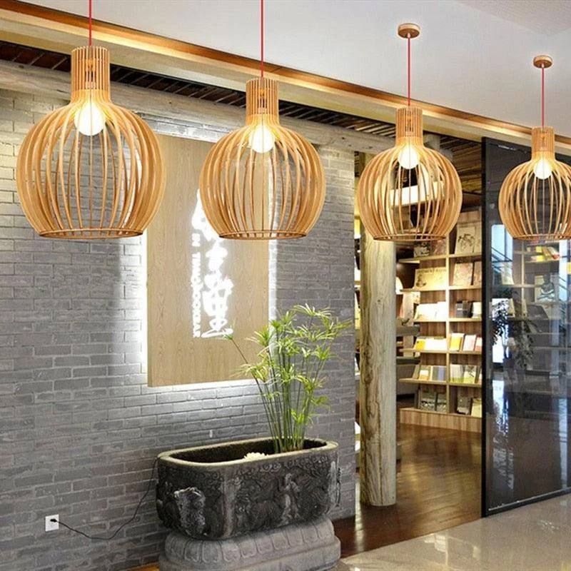 Handcrafted Wood Pendant Lights -Bathlova