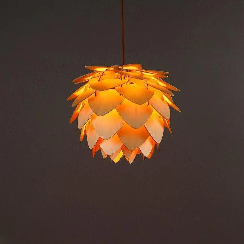 Handcrafted Wood Pinecone Pendant Light -Bathlova