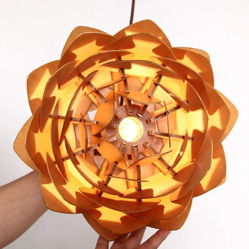 Handcrafted Wood Pinecone Pendant Light -Bathlova