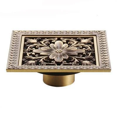 Index Bath 4" Elegant Antique Brass Bathroom Shower Floor Grate Drain -Bathlova