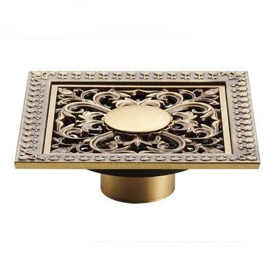 Index Bath 4" Elegant Antique Brass Bathroom Shower Floor Grate Drain -Bathlova