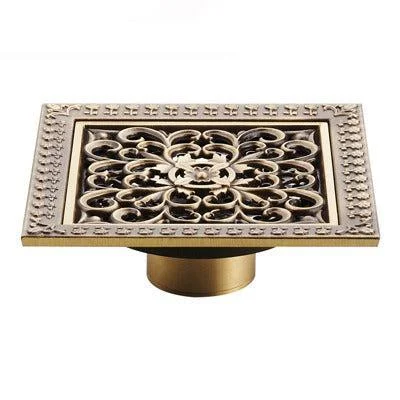 Index Bath 4" Elegant Antique Brass Bathroom Shower Floor Grate Drain -Bathlova