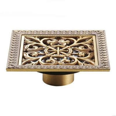 Index Bath 4" Elegant Antique Brass Bathroom Shower Floor Grate Drain -Bathlova