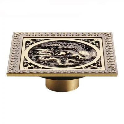 Index Bath 4" Elegant Antique Brass Bathroom Shower Floor Grate Drain -Bathlova