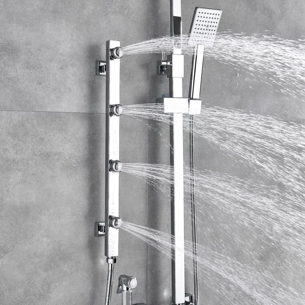 Index Bath Brass Jet Shower Tap Set Body Massage Shower, 8' Rainfall Shower Head With Body Jets 4 Colors Set -Bathlova