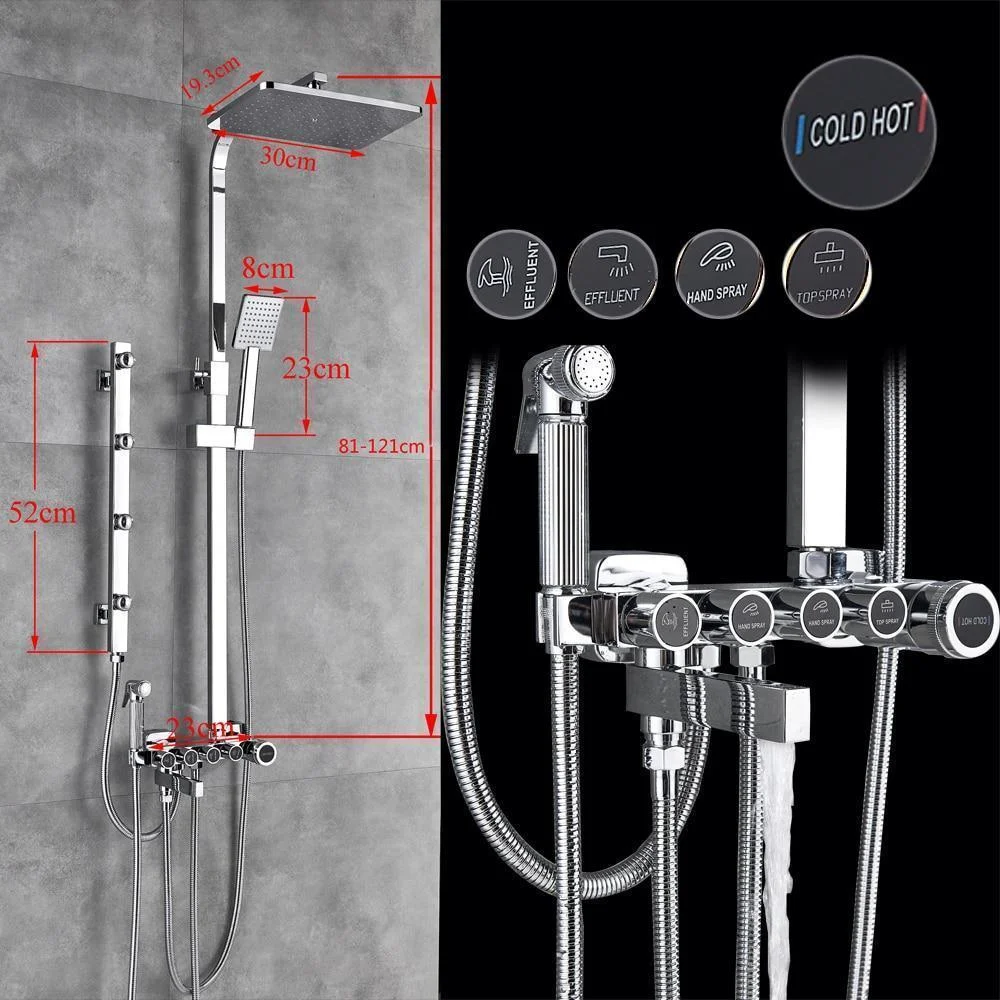 Index Bath Brass Jet Shower Tap Set Body Massage Shower, 8' Rainfall Shower Head With Body Jets 4 Colors Set -Bathlova