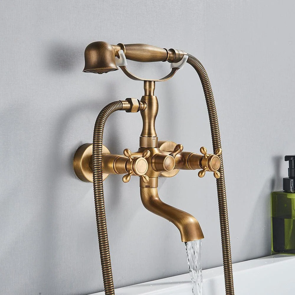 Index Bath Golden Brass Bath Shower Tap Set Wall Mounted Swan Bathroom Tap -Bathlova