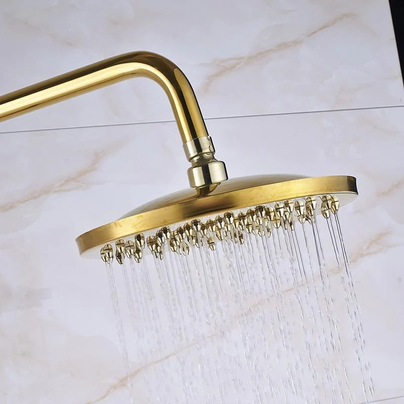 Index Bath Golden Brass Shower Tap With Dual Handle 8' Rainfall Showerhead System Set -Bathlova