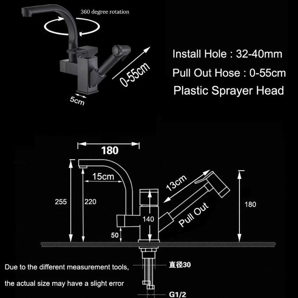 Index Bath Multifunctional Tap Kitchen Tap Dual Spout Pull Out Kitchen Tap With Spray -Bathlova