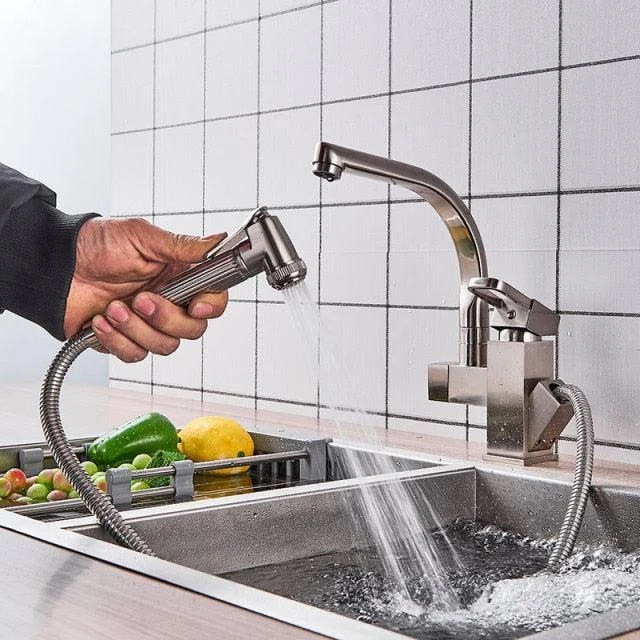 Index Bath Multifunctional Tap Kitchen Tap Dual Spout Pull Out Kitchen Tap With Spray -Bathlova